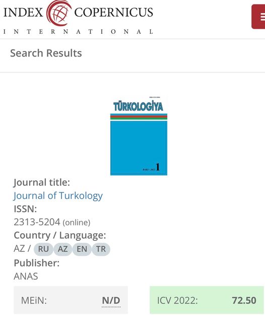 “Türkologiya” jurnalı yenidən “İndex Copernicus” indeksini əldə etdi!